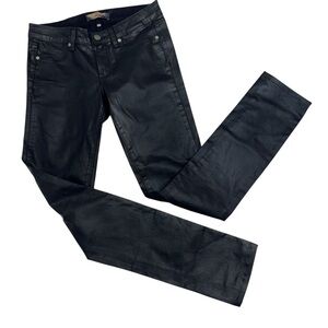 Paige Peg Skinny Coated Black Denim Jeans Size 27